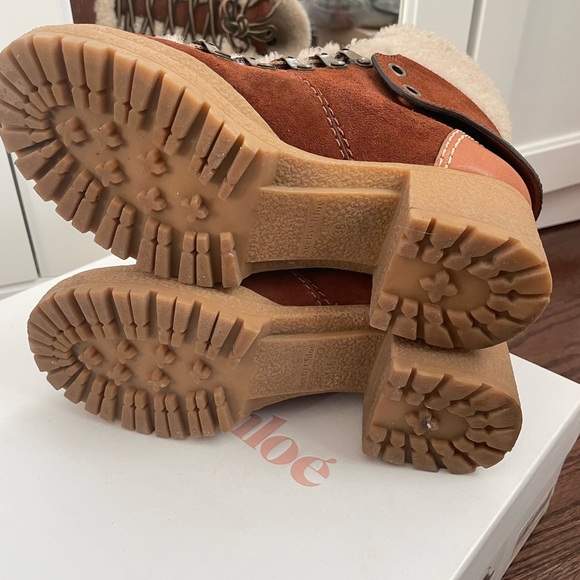 SEE BY CHLOÉ Tan Eileen Lace-Up Heeled Boots - Picture 5 of 12